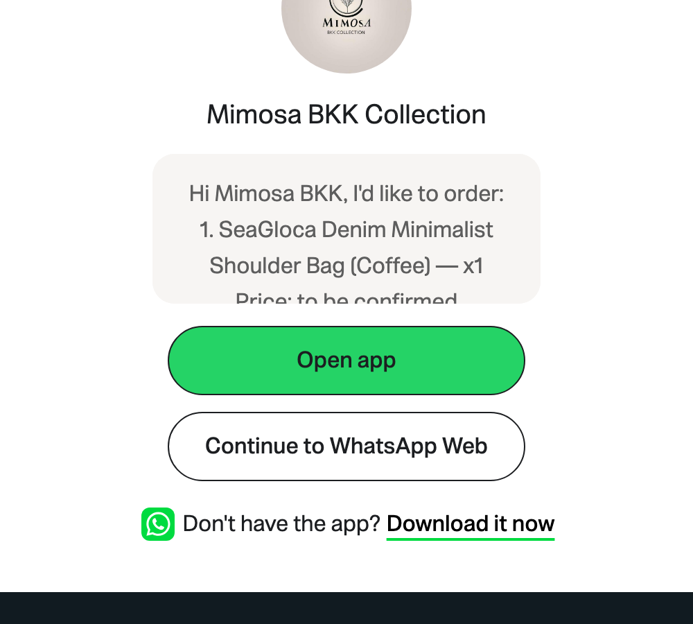 Pre-filled order message open in WhatsApp